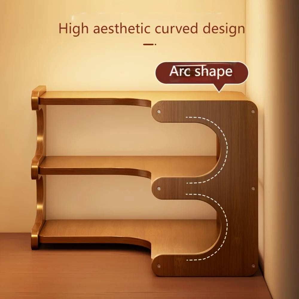 Three-Tier Bamboo Corner Shelf Organizer For Plants And Books
