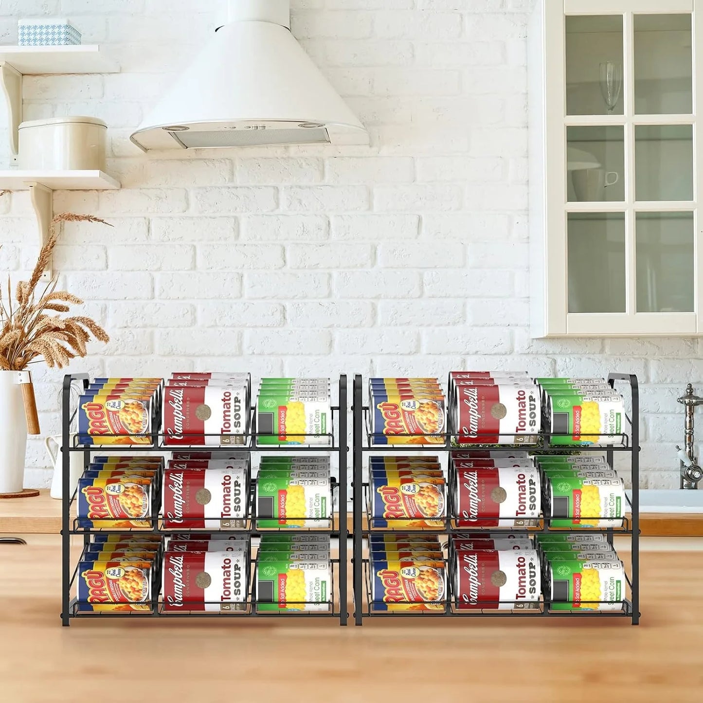 Stackable Can Organizer 2 Pack Holds 36 Cans For Pantry Storage