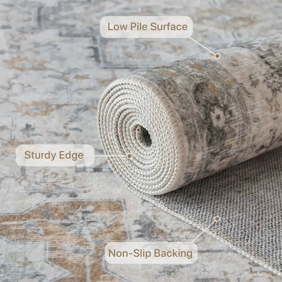 Dini Machine Washable Non Slip Chenille Area Rug For Living Room And Bedroom