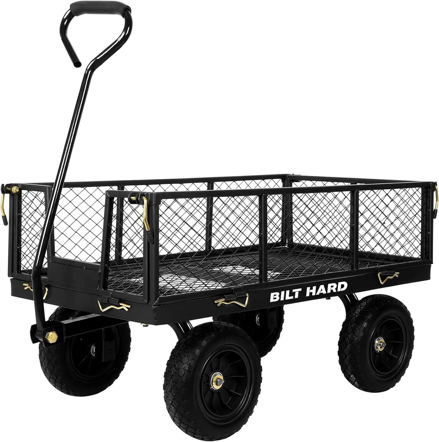 Flat Free Tire Garden Cart Steel Rotating Handle 4 CuFt