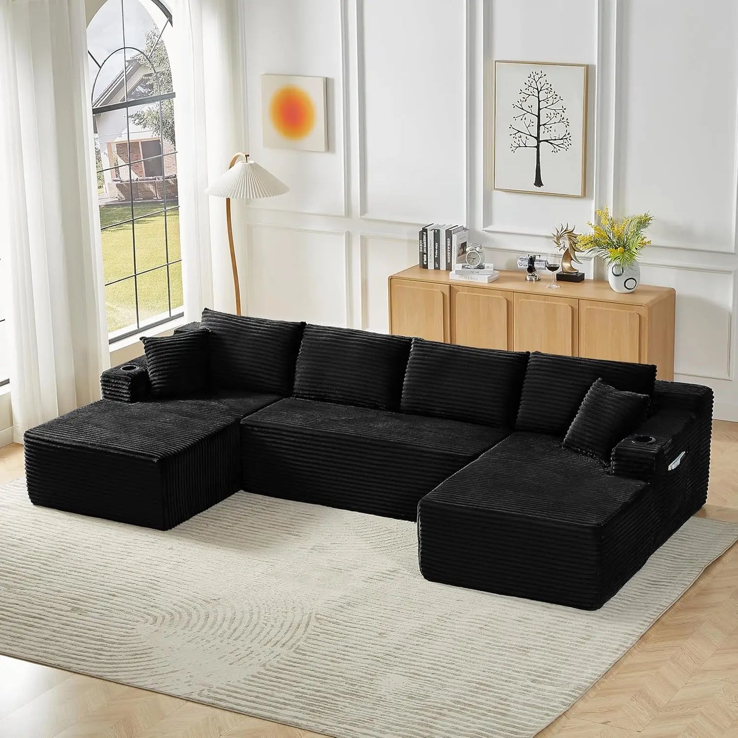 Modular Sectional Sleeper Sofa U Shaped Boneless Cloud Couch