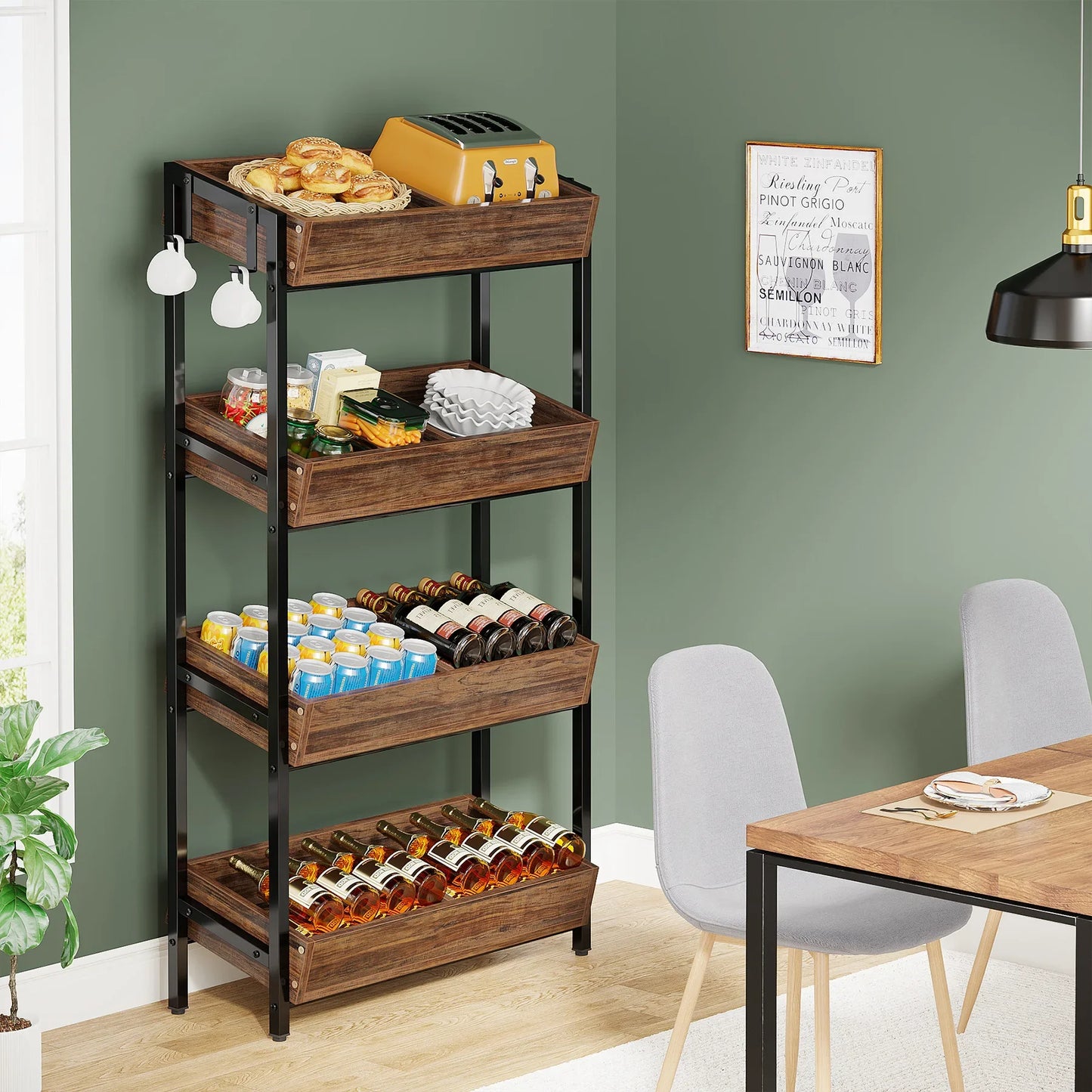 Tribesigns 4 Tier Wood Storage Shelves For Kitchen And Office