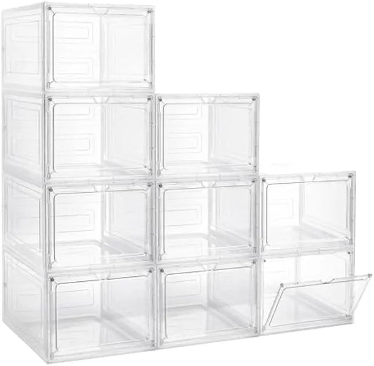 Clear Plastic Storage Bins With Magnetic Lids Stackable Office Organizer