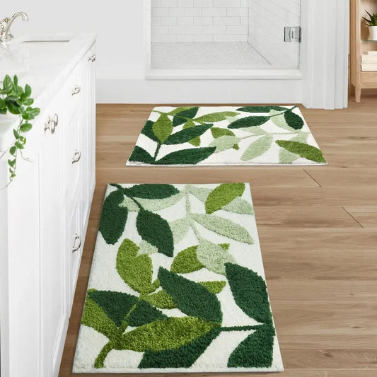 Two Piece Non Slip Microfiber Bathroom Mat Set Water Absorbent