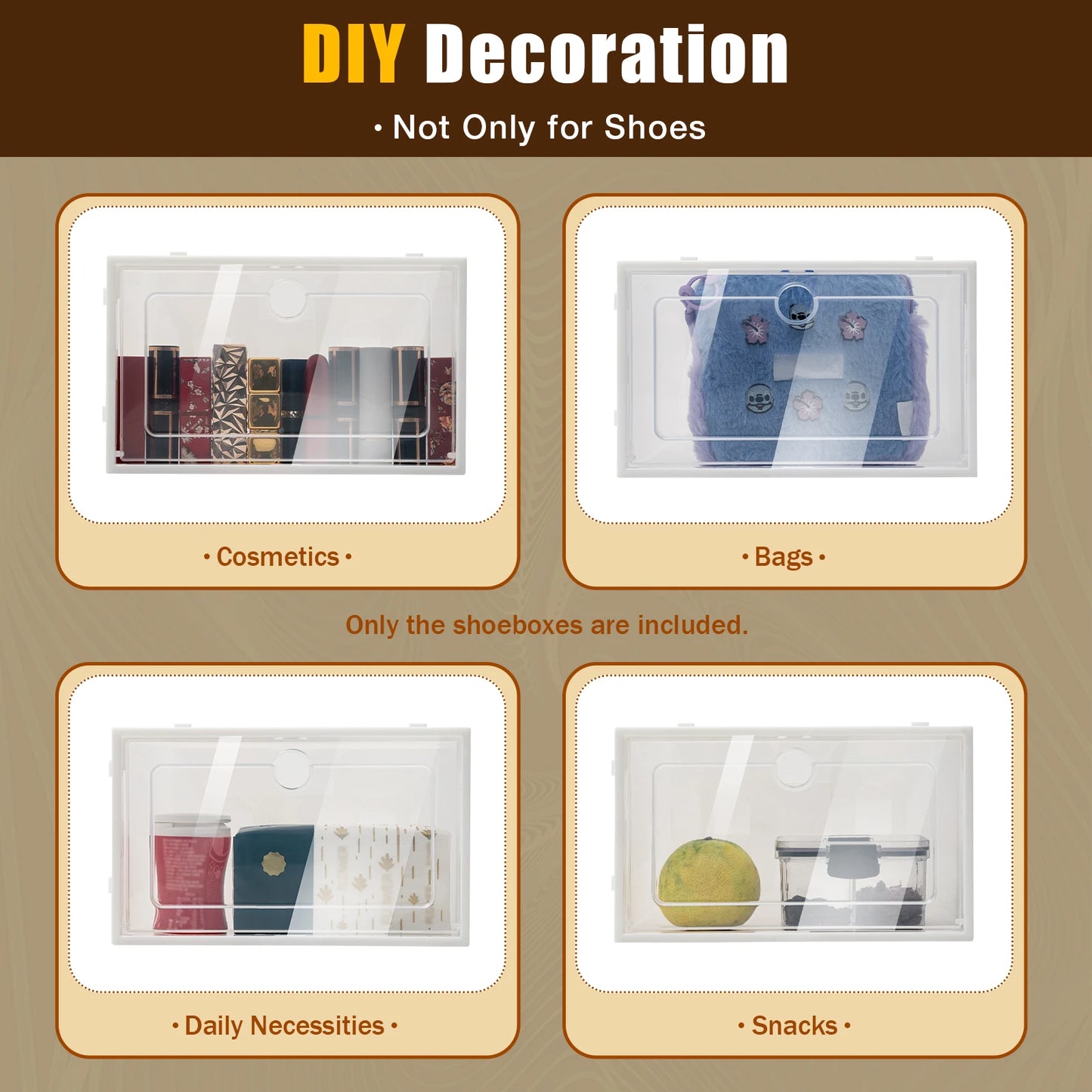 Foldable Transparent Shoe Boxes Stackable Dustproof Drawer Organizer