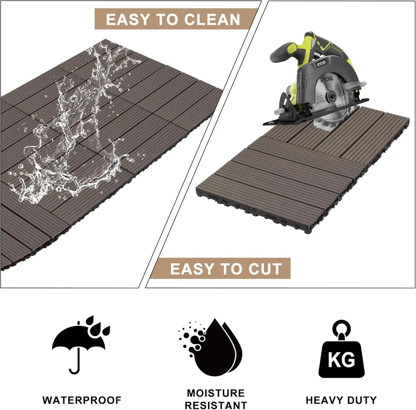 Composite Interlocking Deck Tiles Outdoor Waterproof Decking