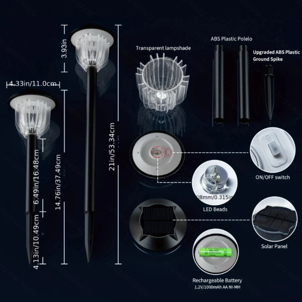 RGB Outdoor Solar Pathway Lights IP65 Waterproof 2 Pack