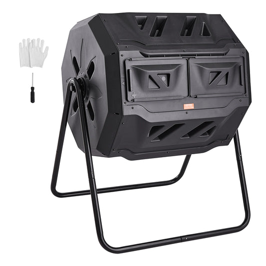 Compost Bin Dual Chamber Tumbler BPA Free For Garden Yard