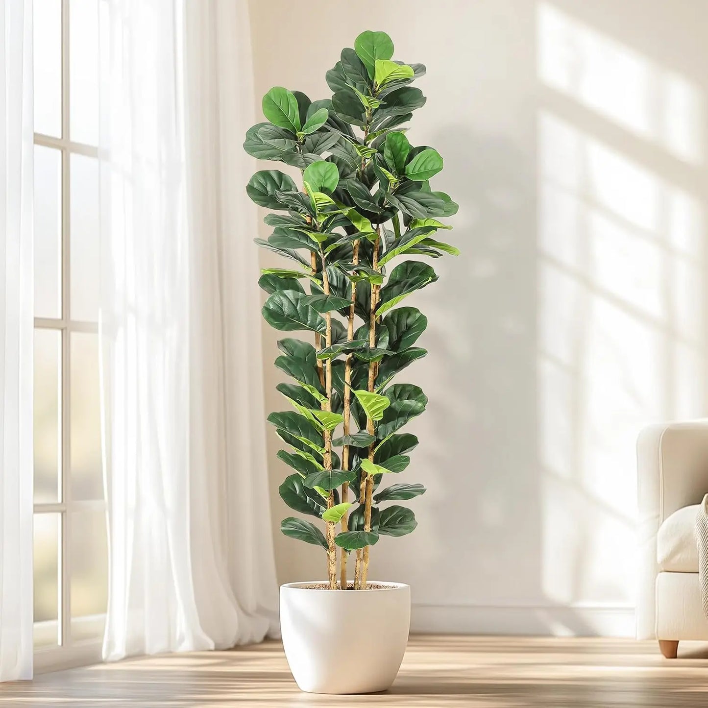 HiMISS Fiddle Leaf Fig Tree With Pot Faux Plant Home