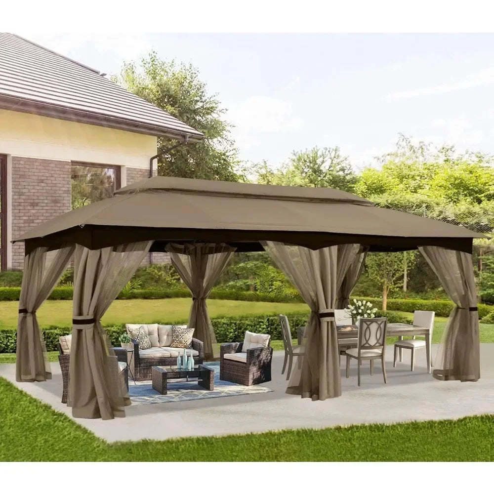 Outdoor Patio Gazebo With Upgrade Steel Frame And Netting Walls