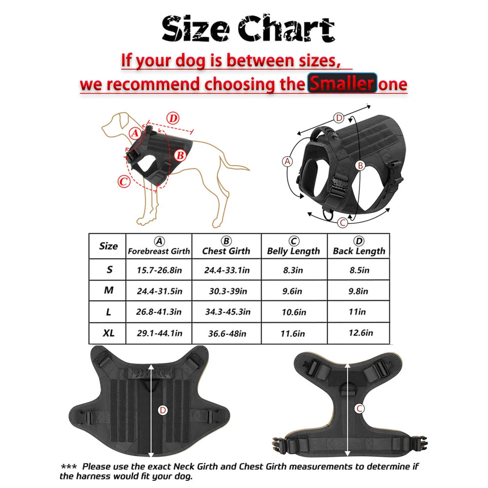 PETRAVELCN Military Dog Harness Vest With Leash Patches