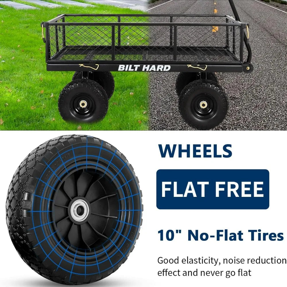 Flat Free Tire Garden Cart Steel Rotating Handle 4 CuFt