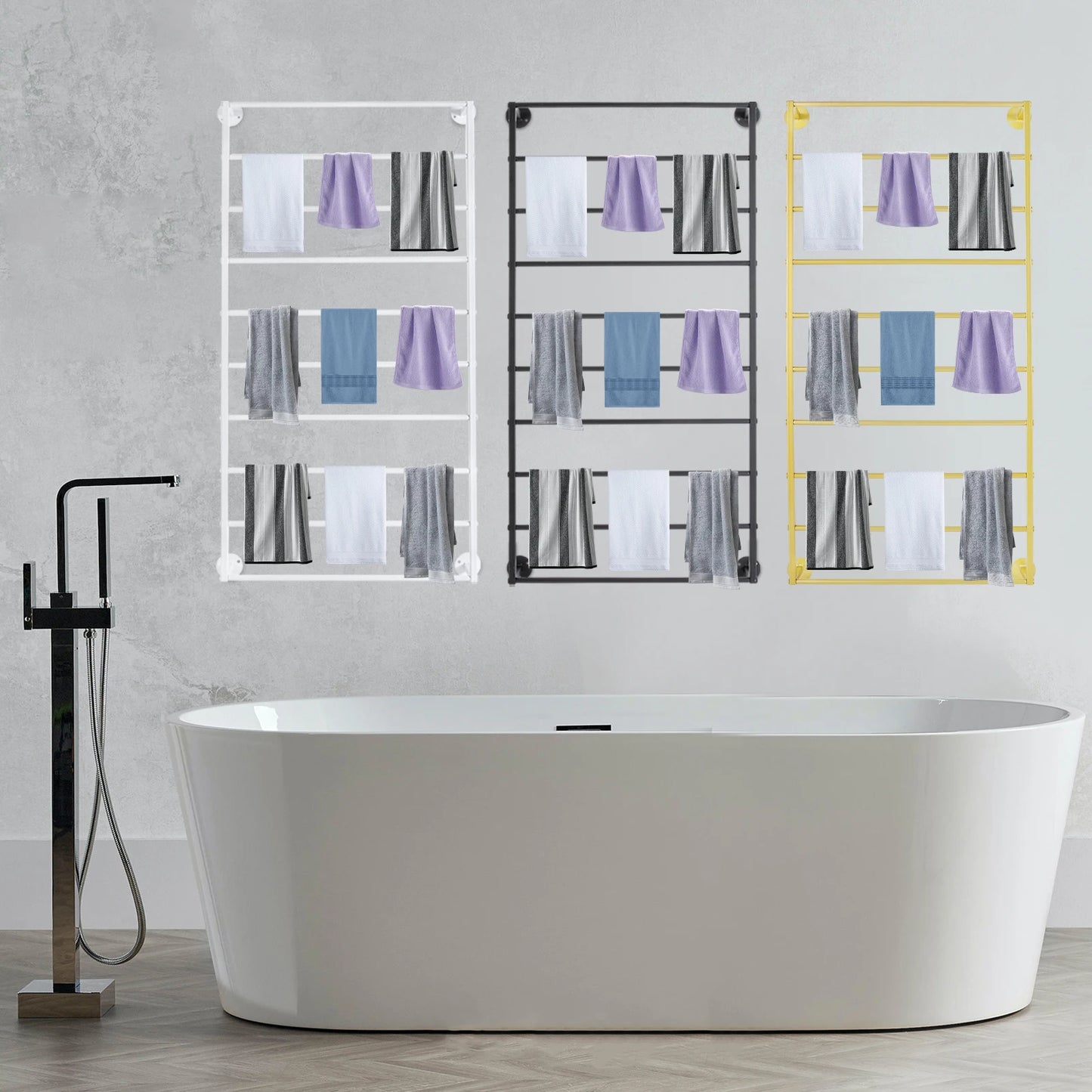 Wall Mounted 10 Tier Scarf Rack With Detachable Crossbar