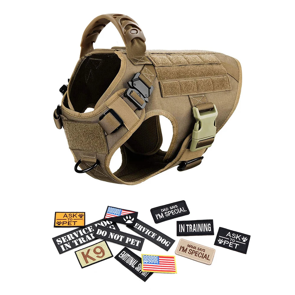 PETRAVELCN Military Dog Harness Vest With Leash Patches
