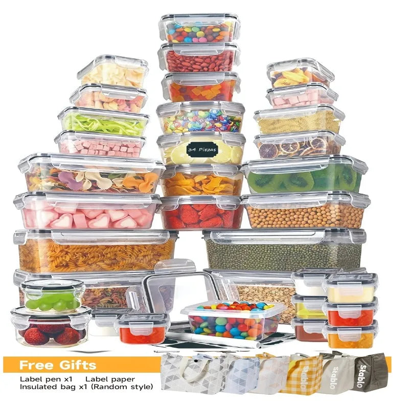 BPA Free Food Storage Set With Airtight Lids And Labels